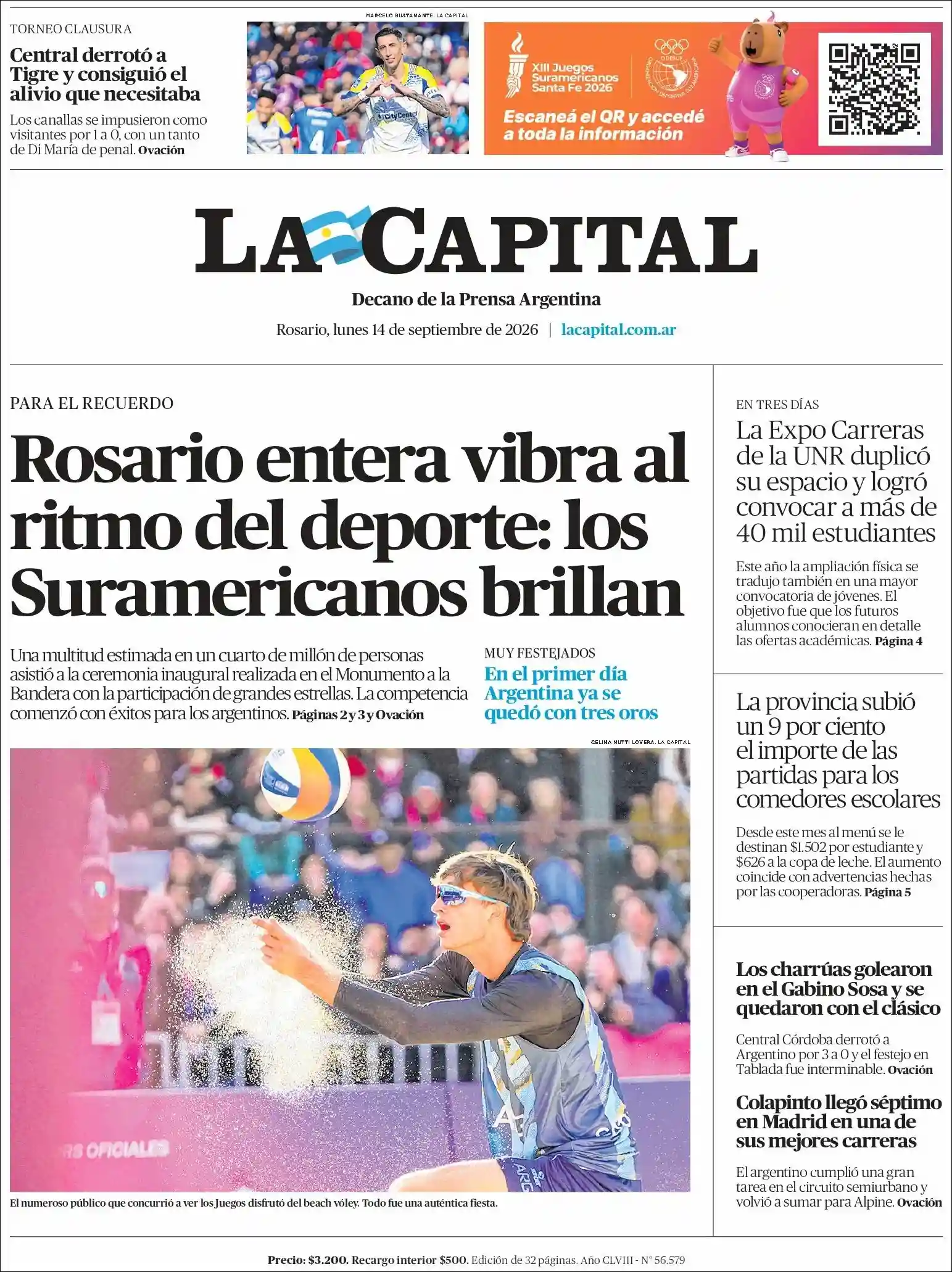 Estudios Max | APF RADIO - Tapa del diario La Capital Rosario