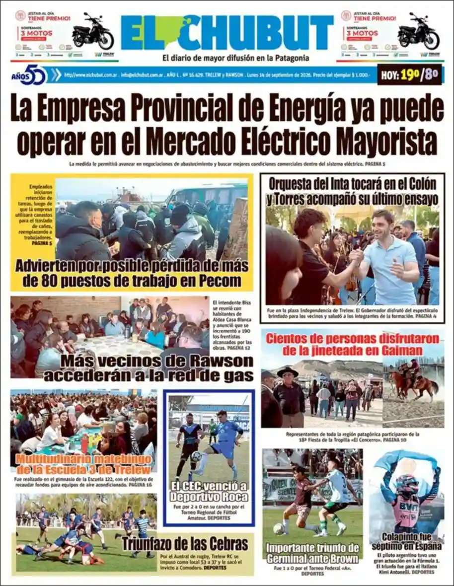Estudios Max | APF RADIO - Tapa del diario El Chubut