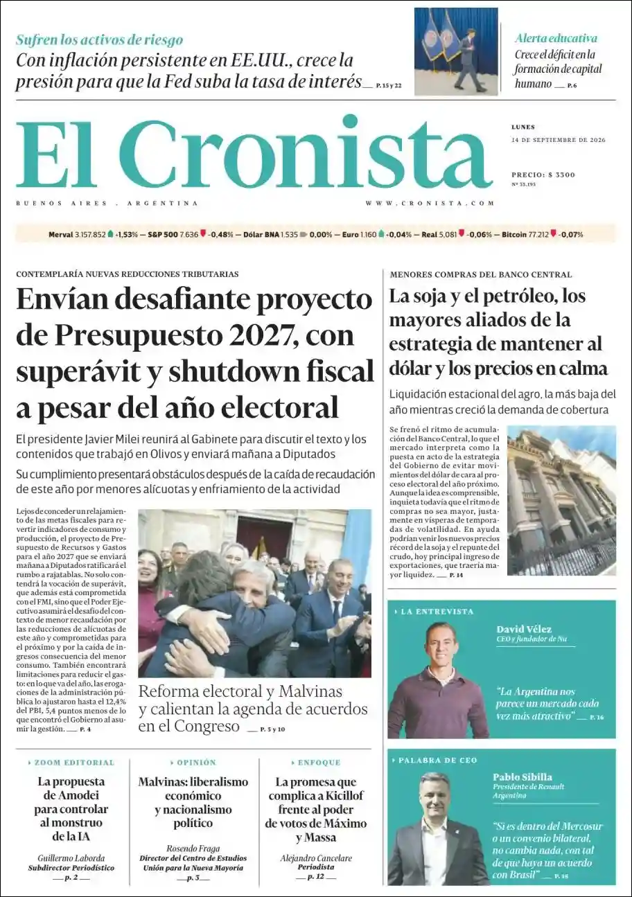 Estudios Max | APF RADIO - Tapa del diario Cronista