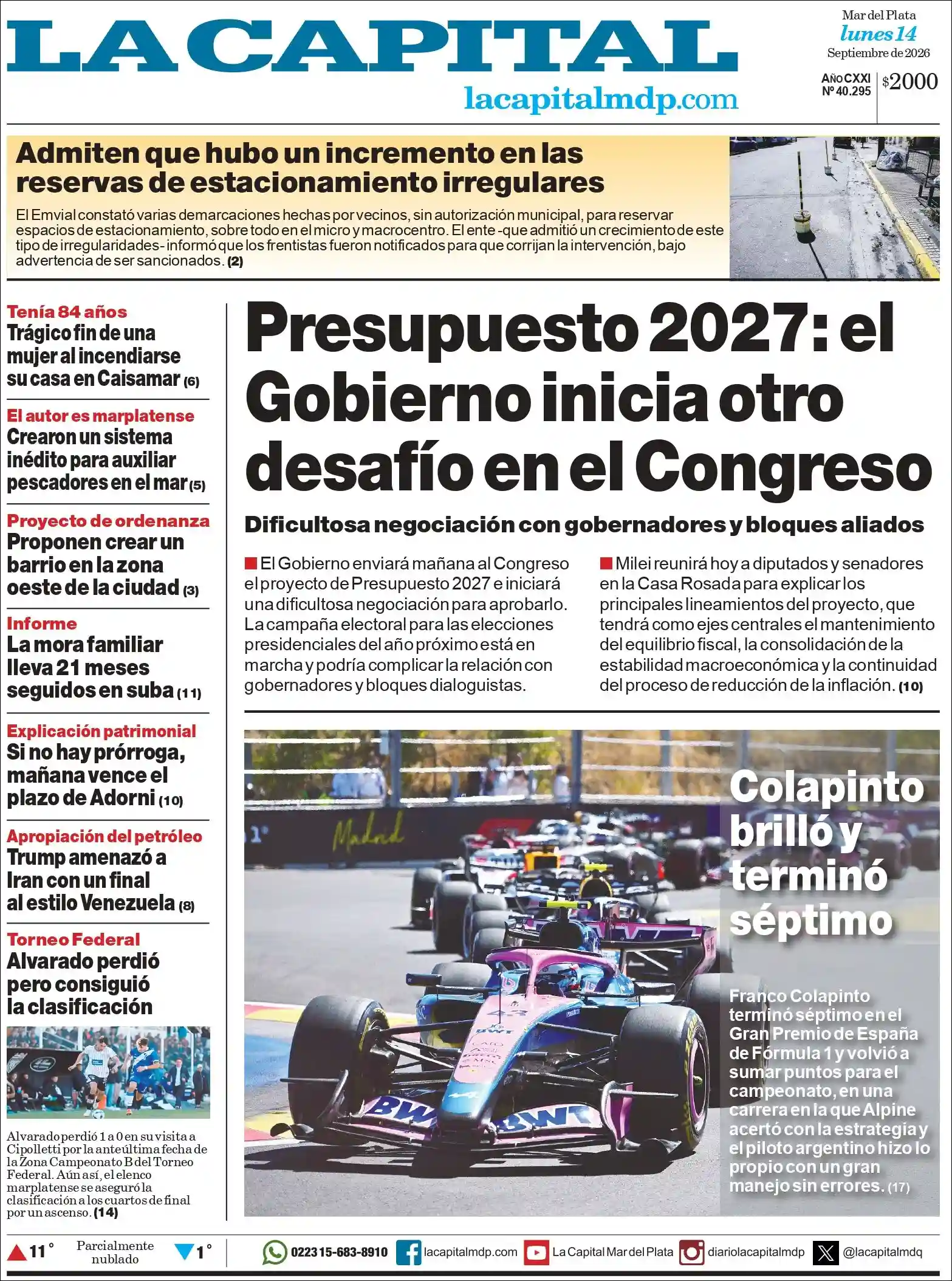 Estudios Max | APF RADIO - Tapa del diario La Capital