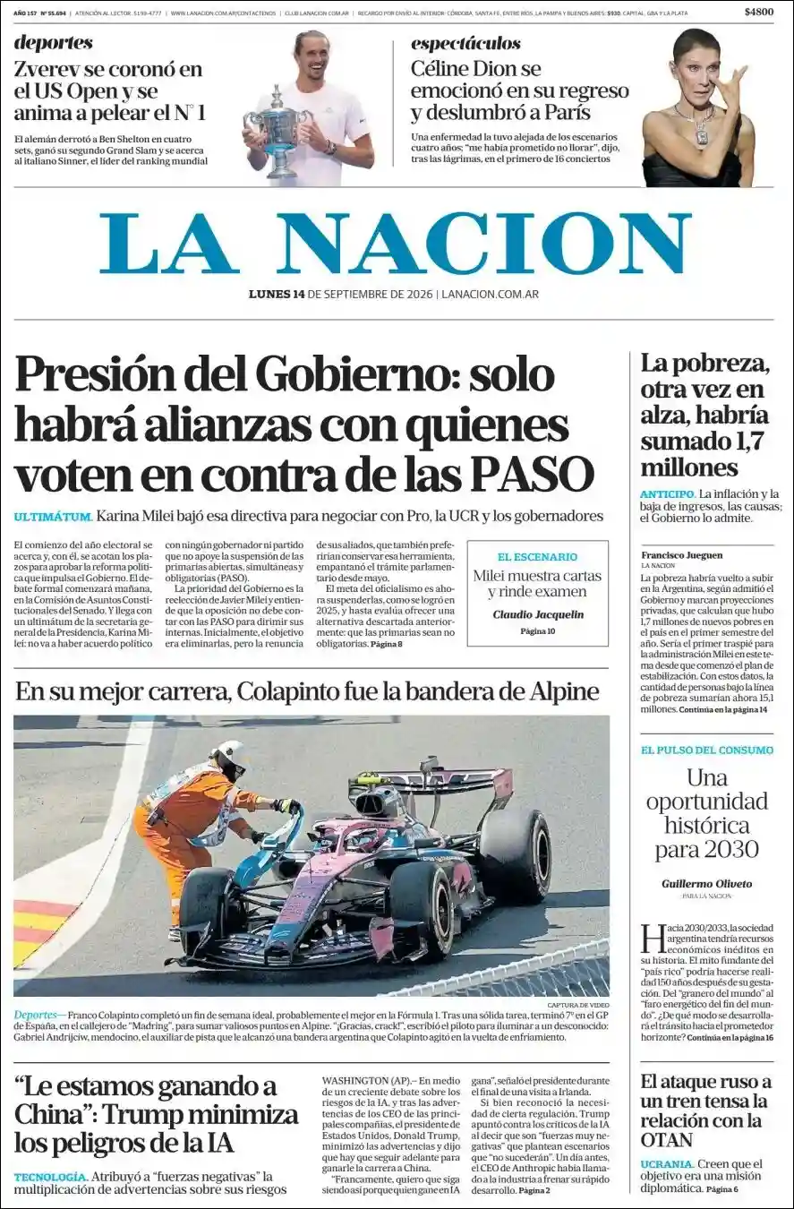 Estudios Max | APF RADIO - Tapa del diario Nacion