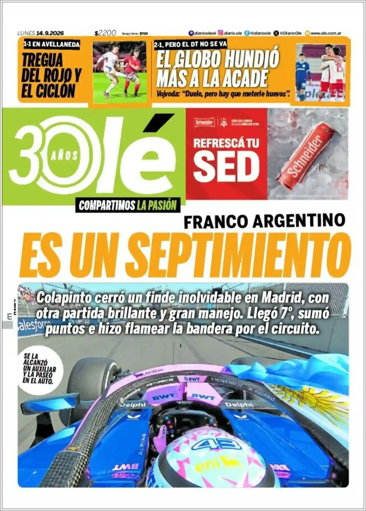 Estudios Max | APF RADIO - Tapa del diario Ole